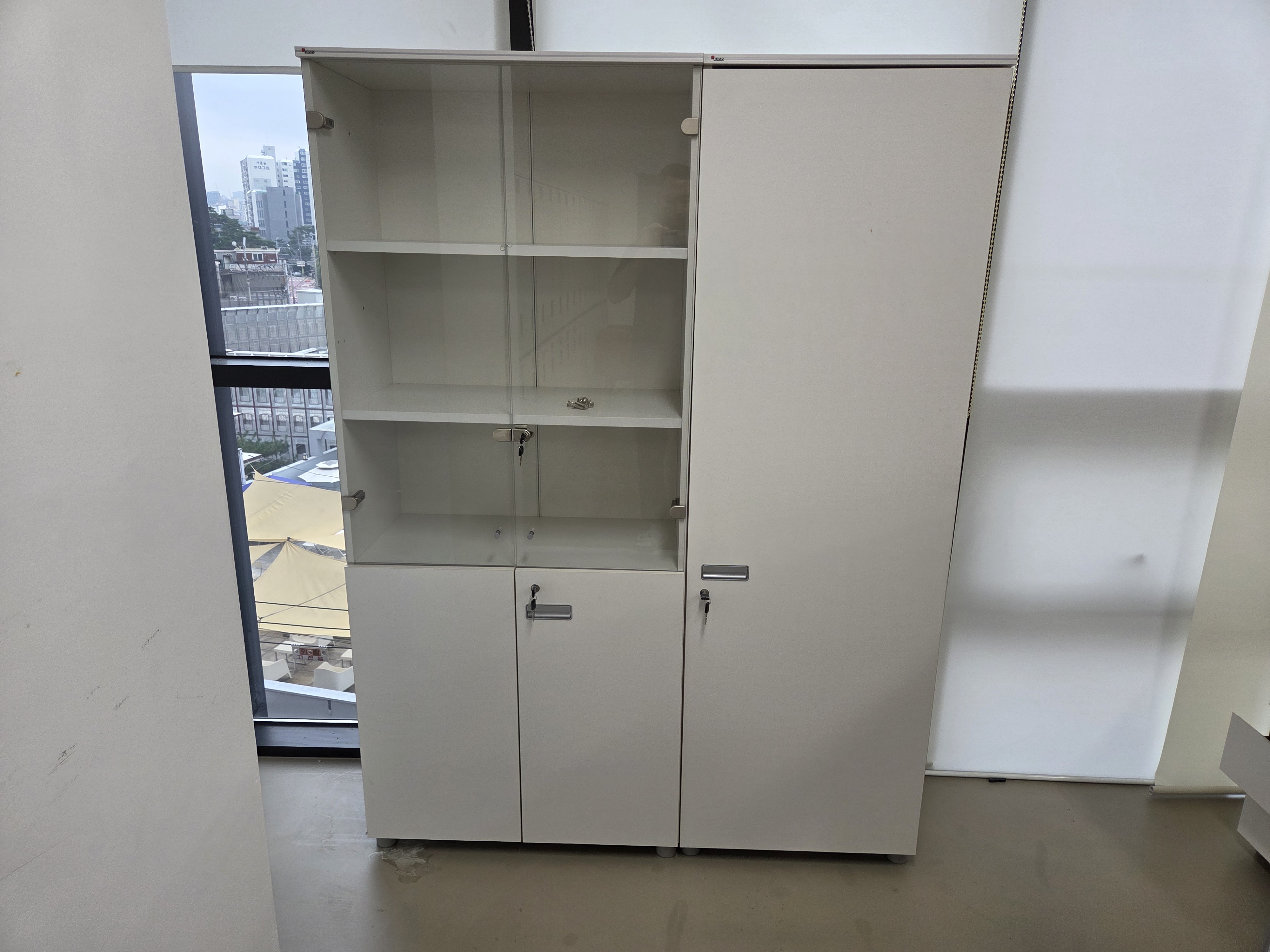 퍼시스 5단 유리장 옷장세트